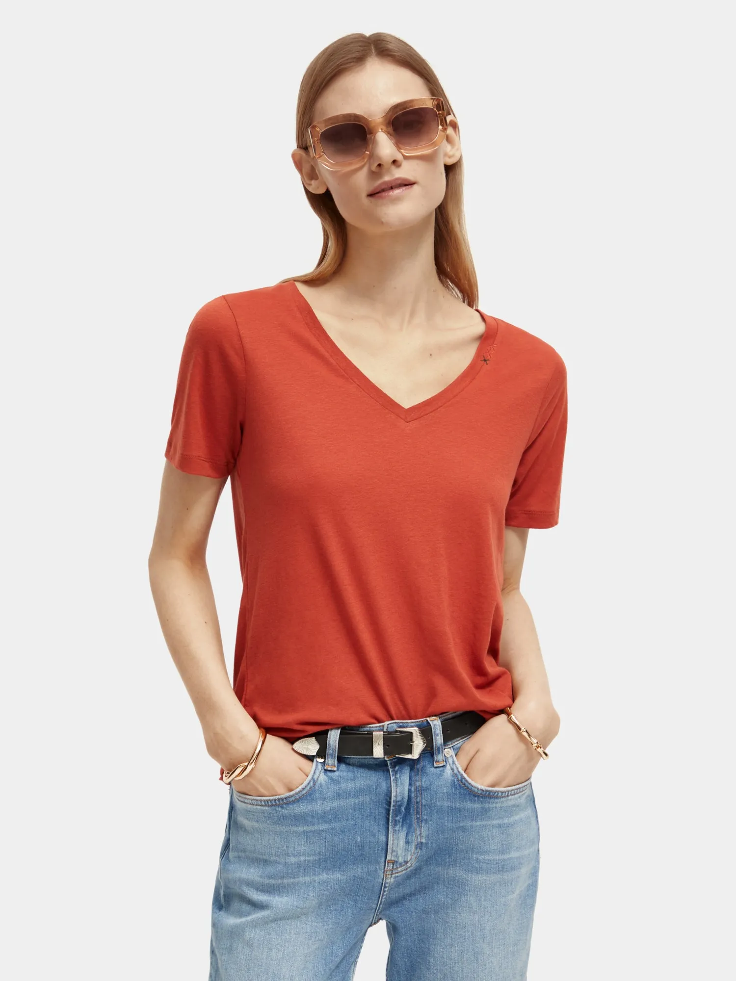 Regular-fit v-neck t-shirt sold by Scotch and Soda