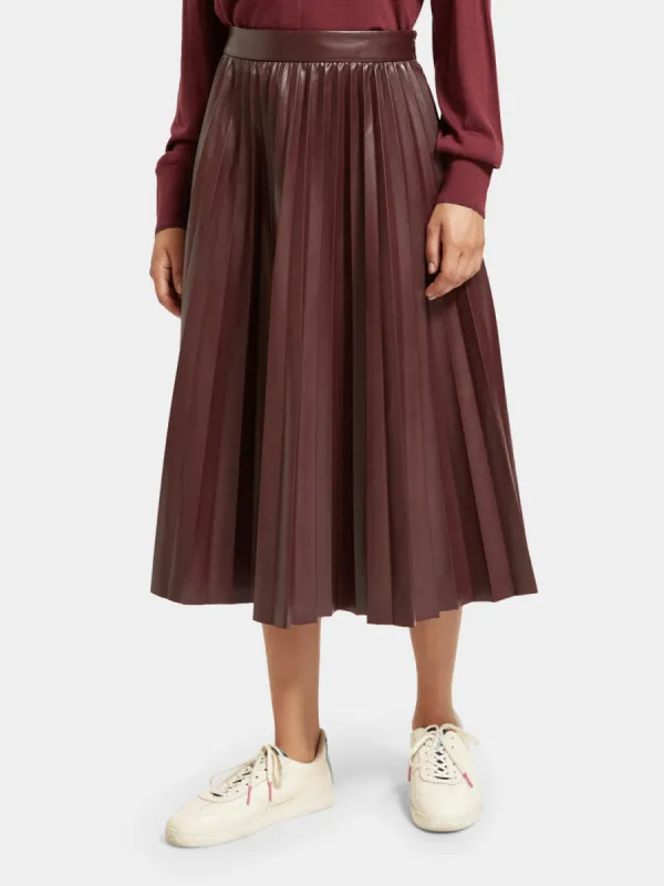Faux leather pleated skirt sold by Scotch and Soda