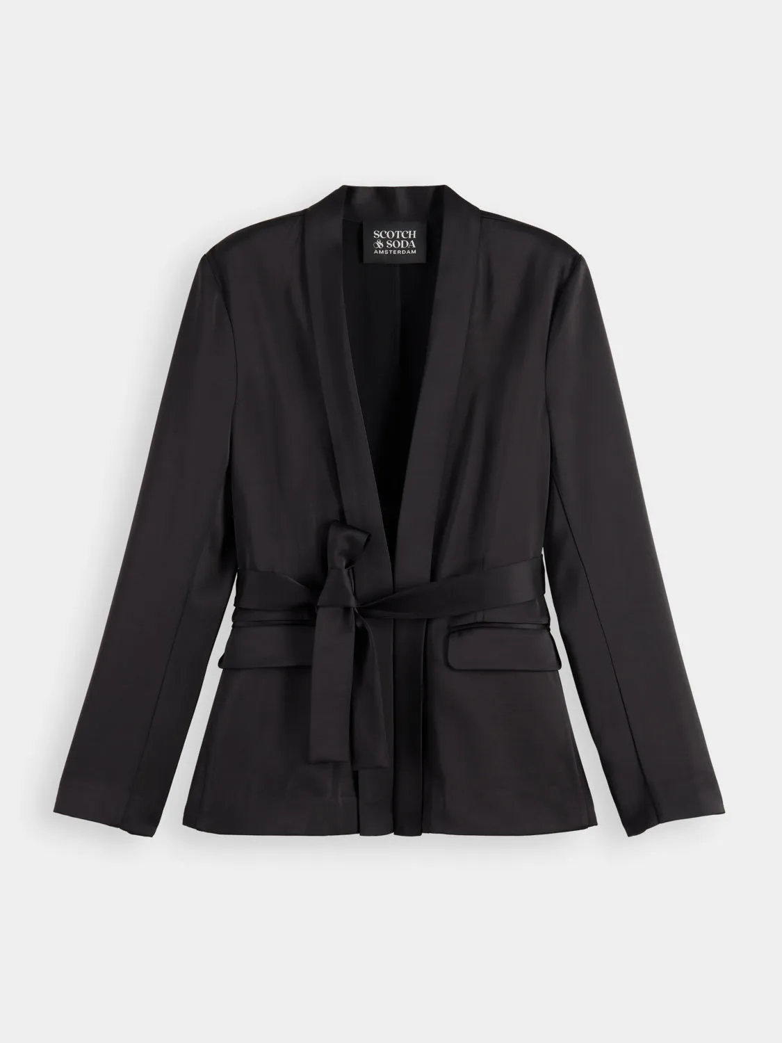 Belted satin blazer sold by Scotch and Soda