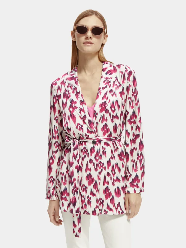 Lightweight printed belted blazer sold by Scotch and Soda