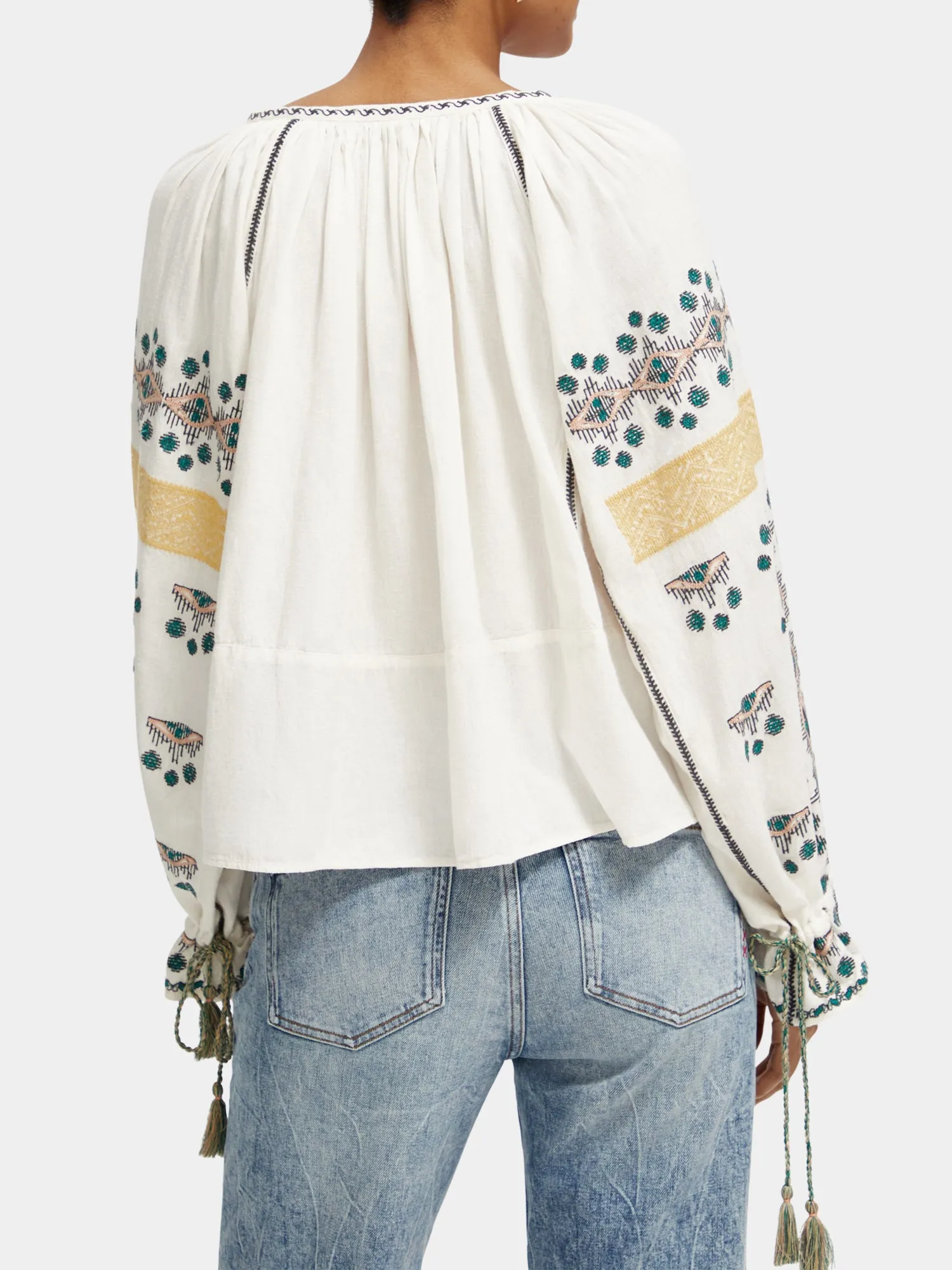 Embroidered linen-blend blouse sold by Scotch and Soda product image thumbnail 3
