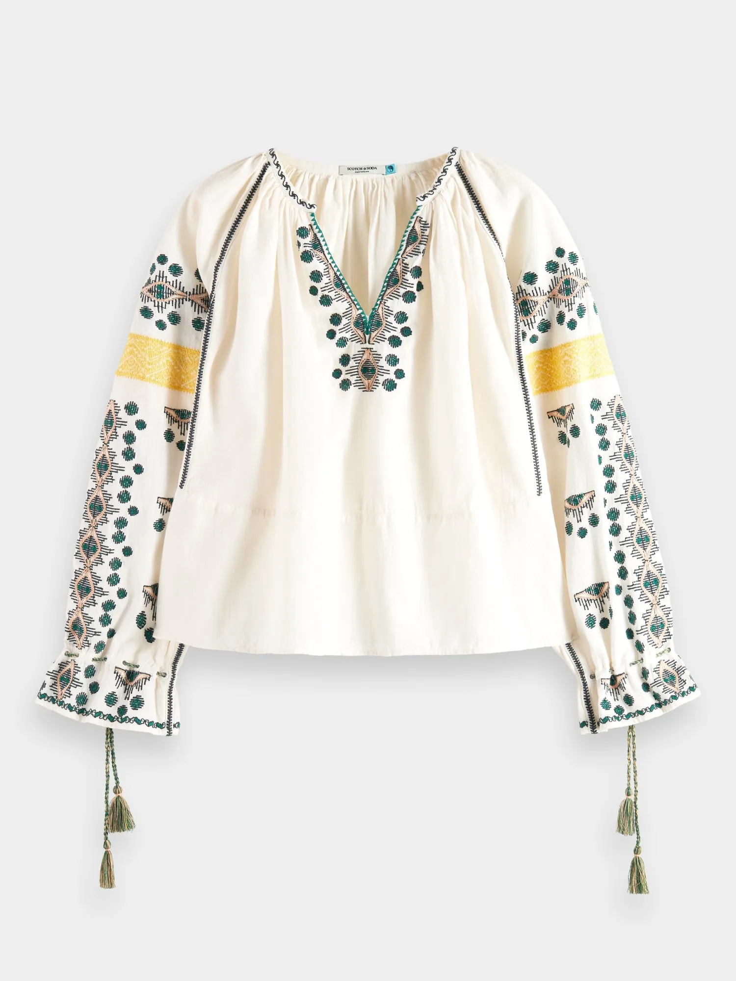 Embroidered linen-blend blouse sold by Scotch and Soda