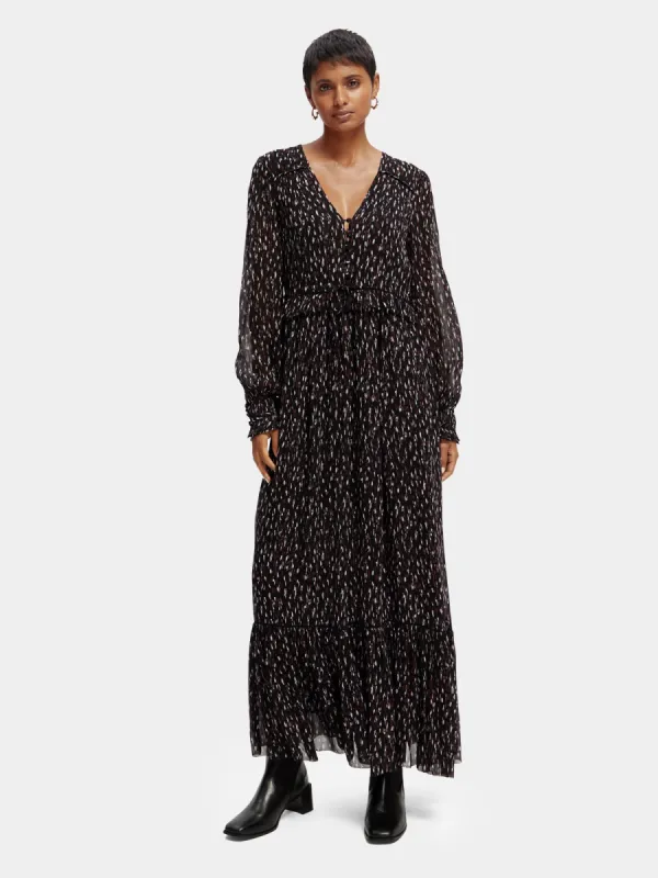 Long sleeved tiered v-neck maxi dress sold by Scotch and Soda