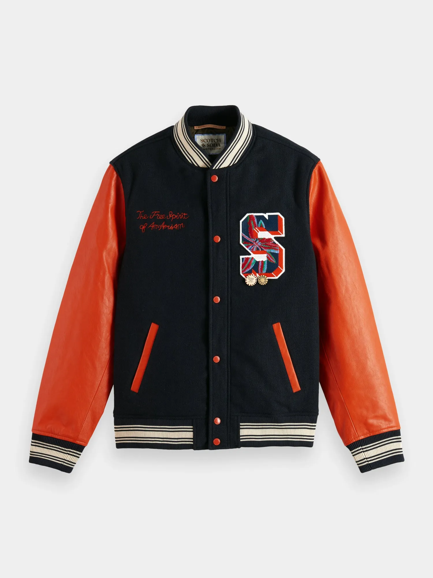 Leather varsity bomber jacket sold by Scotch and Soda product image thumbnail 2