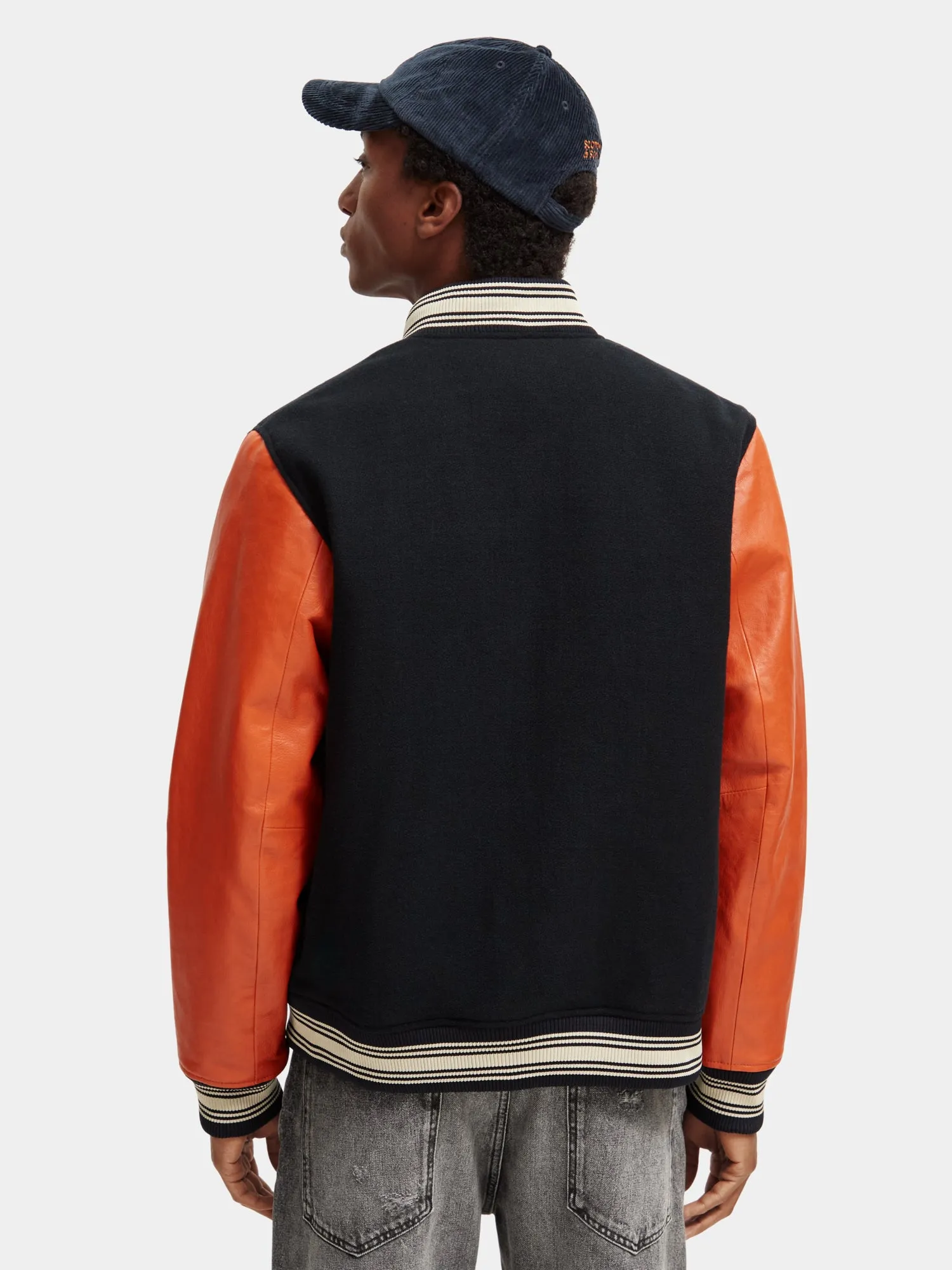 Leather varsity bomber jacket sold by Scotch and Soda product image thumbnail 3
