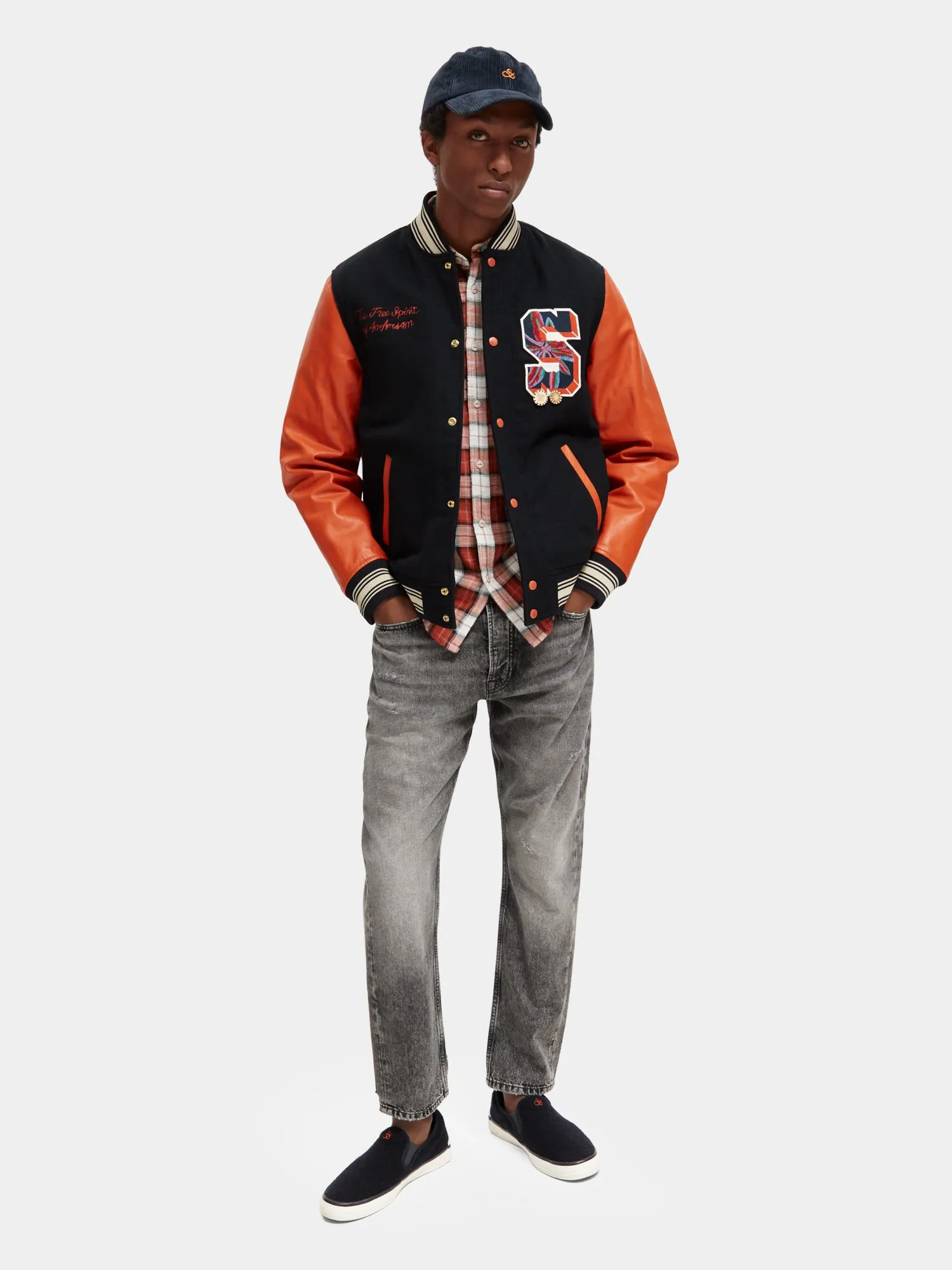 Leather varsity bomber jacket sold by Scotch and Soda product image thumbnail 5