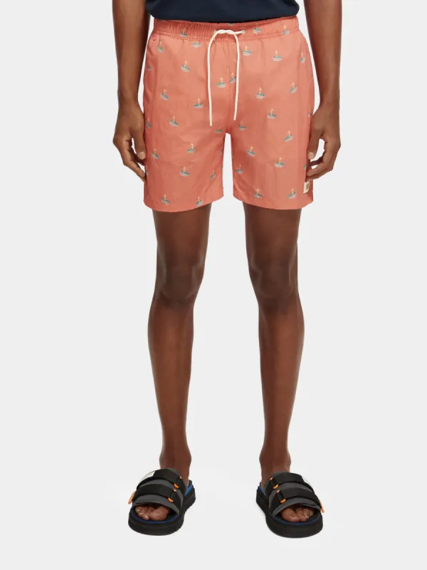 Mid-length mini printed swimshorts sold by Scotch and Soda