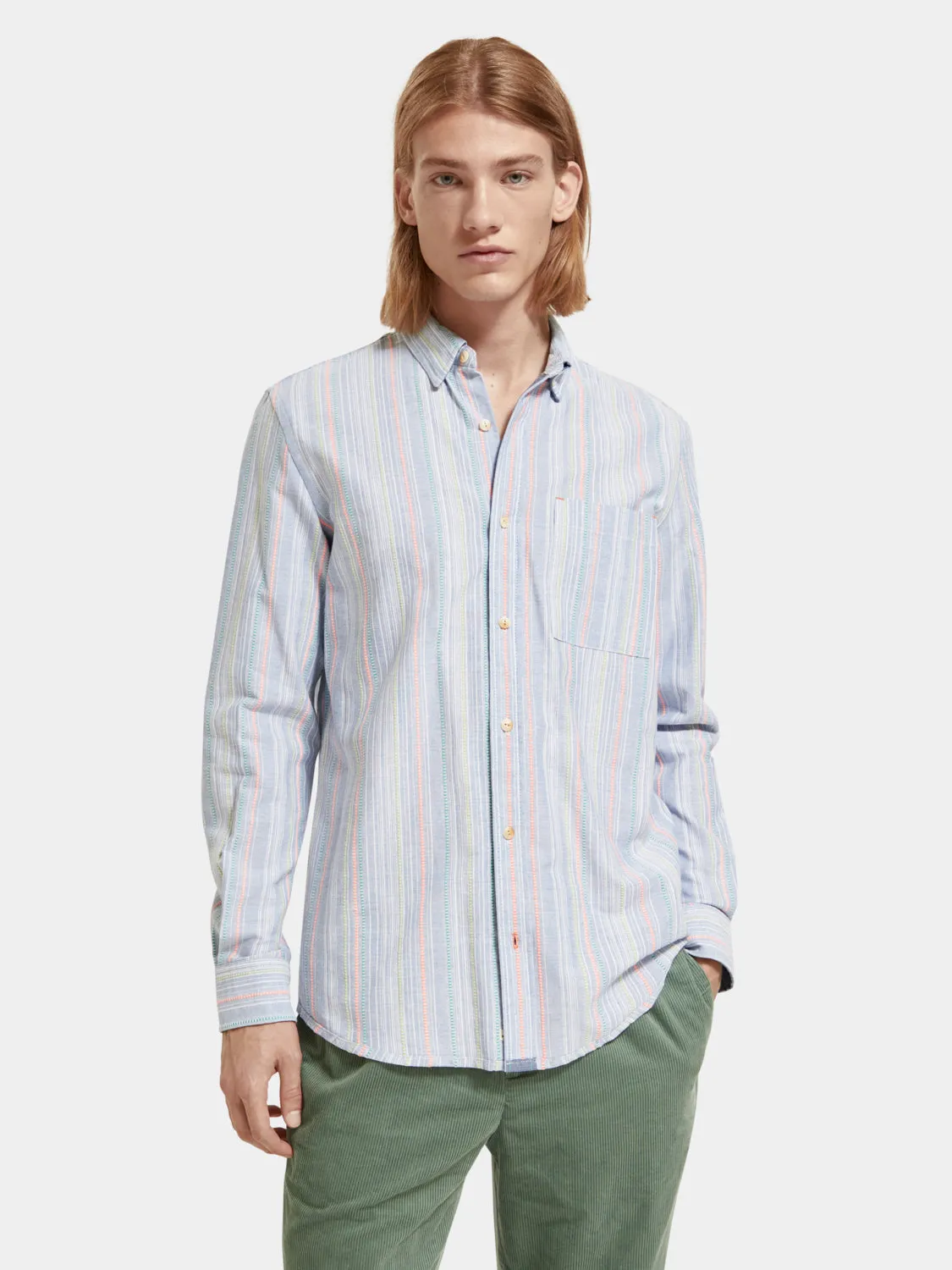 Dobby striped shirt sold by Scotch and Soda
