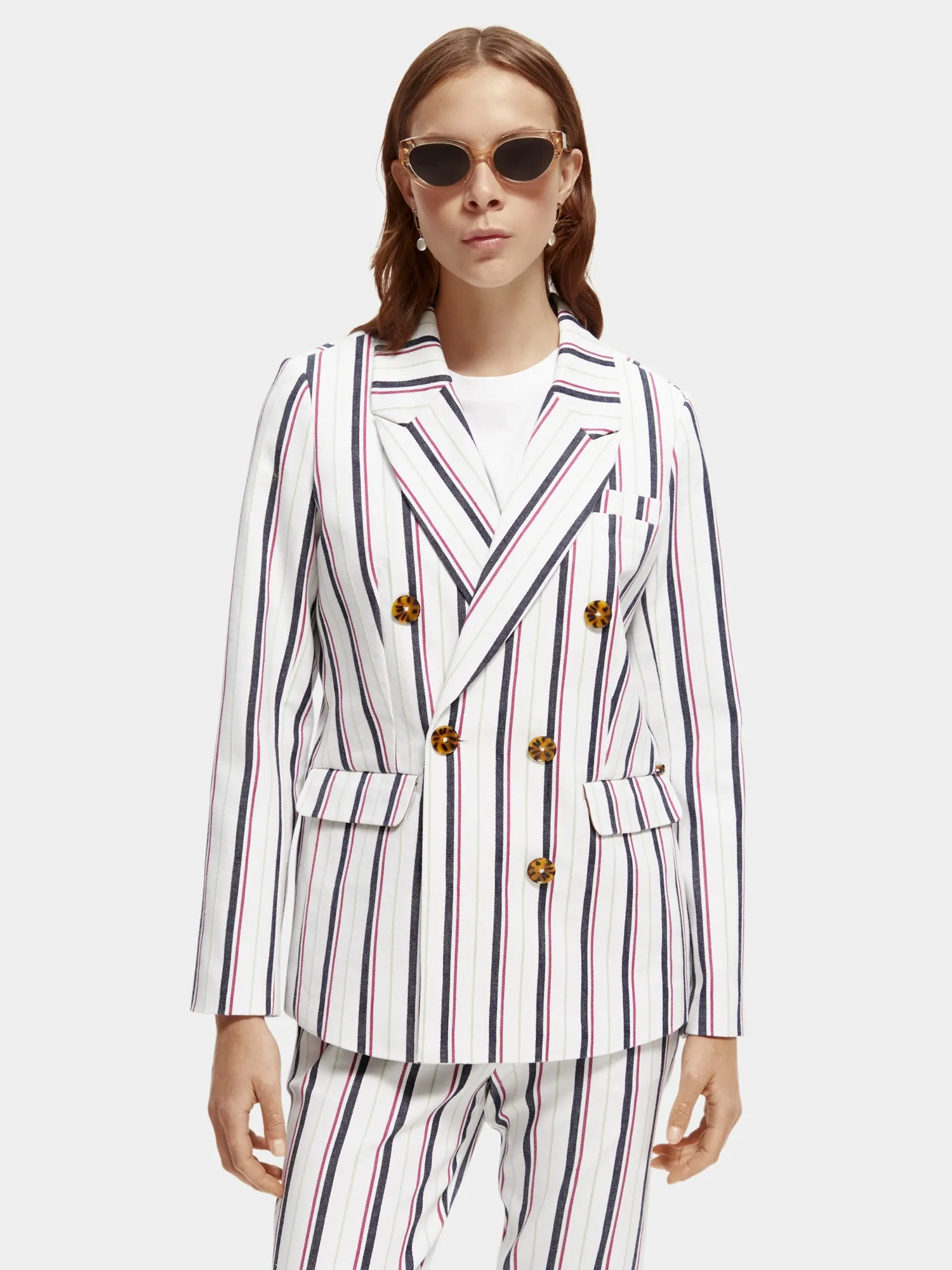 Double-breasted striped blazer sold by Scotch and Soda