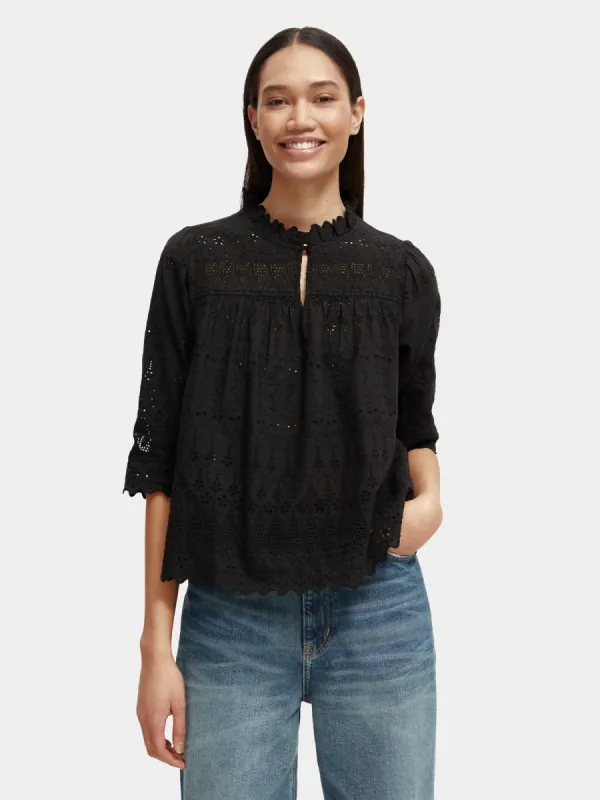 Broderie anglaise blouse sold by Scotch & Soda