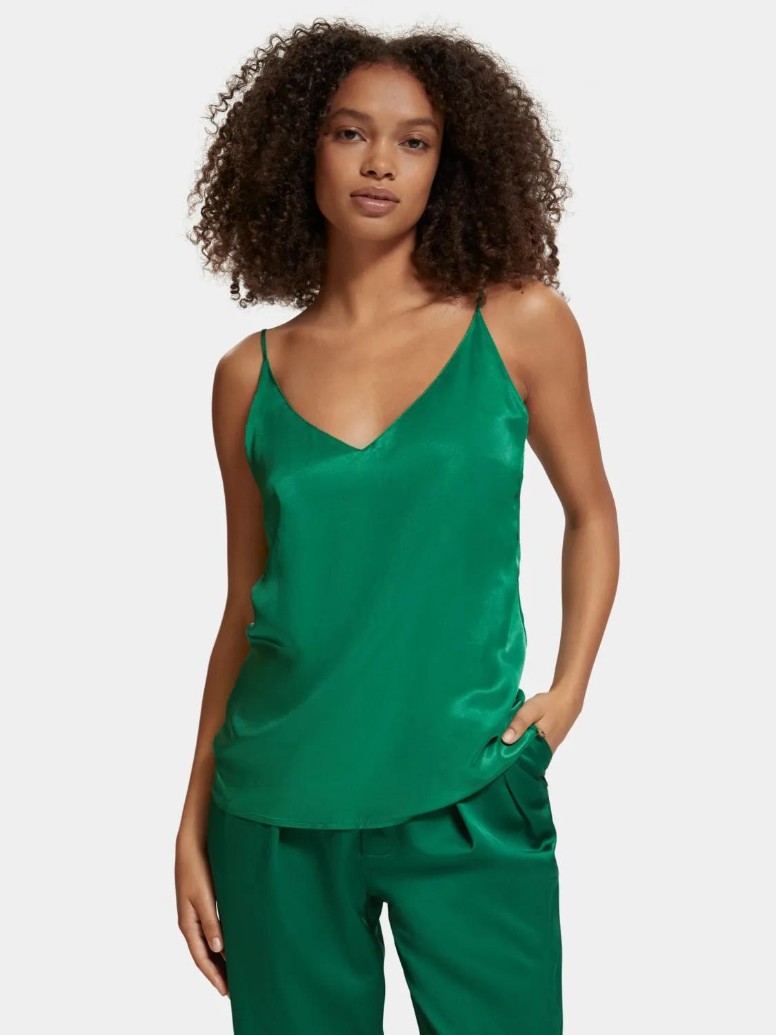 Jersey tank with woven front sold by Scotch and Soda