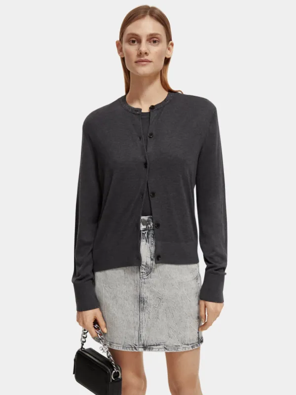 Jacquard crewneck cardigan sold by Scotch and Soda