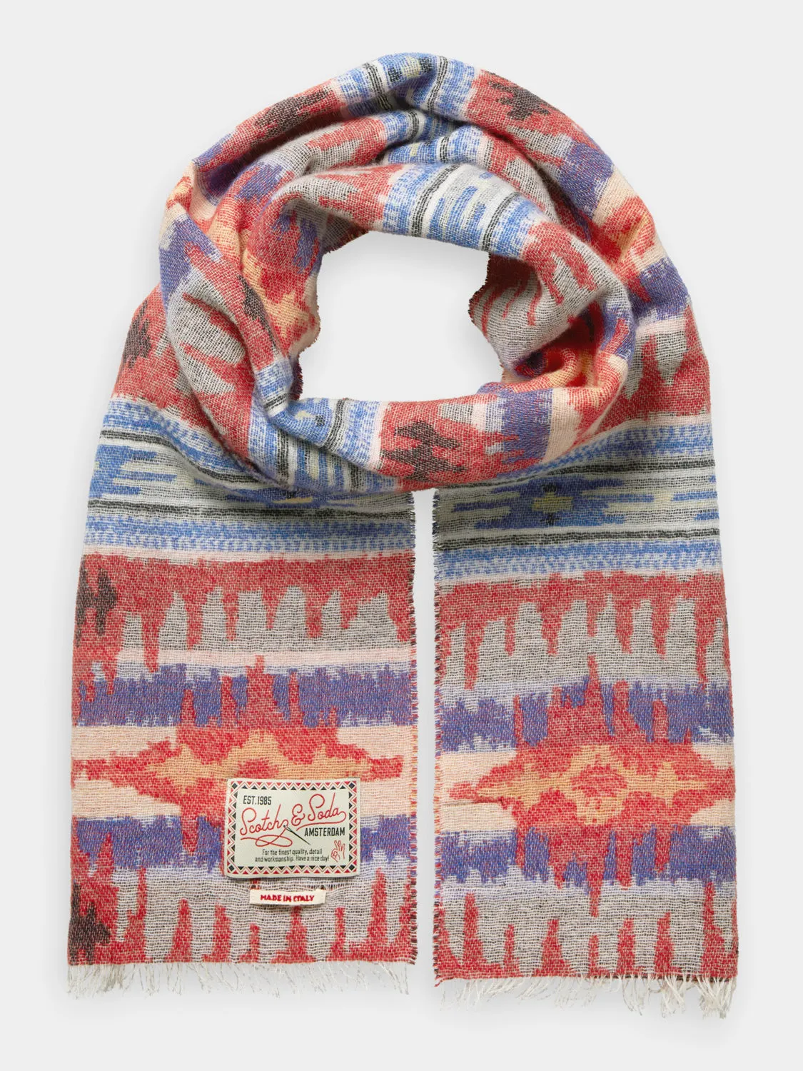 Jacquard wool blend scarf sold by Scotch and Soda