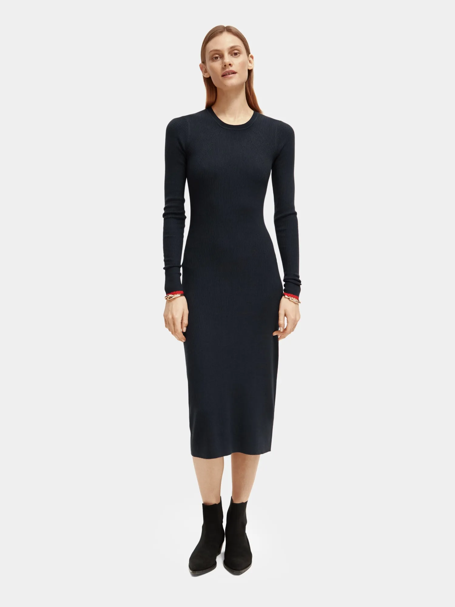 Long sleeved rib knitted midi dress sold by Scotch and Soda product image thumbnail 5