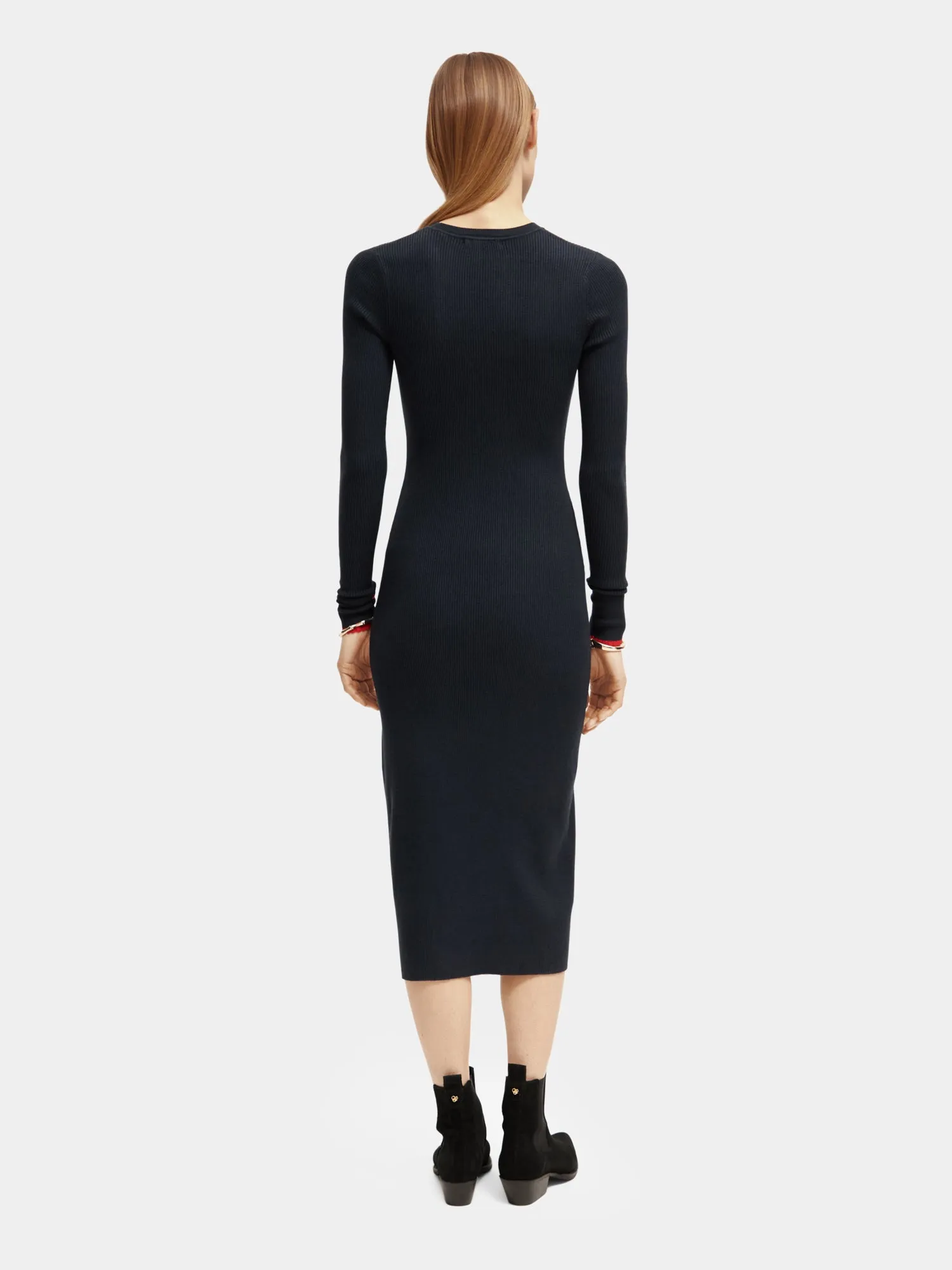 Long sleeved rib knitted midi dress sold by Scotch and Soda product image thumbnail 3
