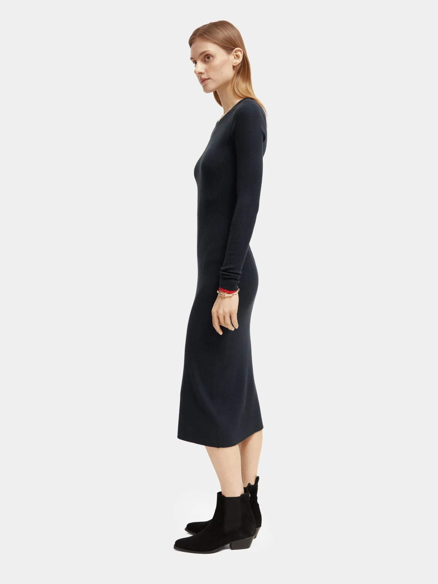 Long sleeved rib knitted midi dress sold by Scotch and Soda product image thumbnail 4