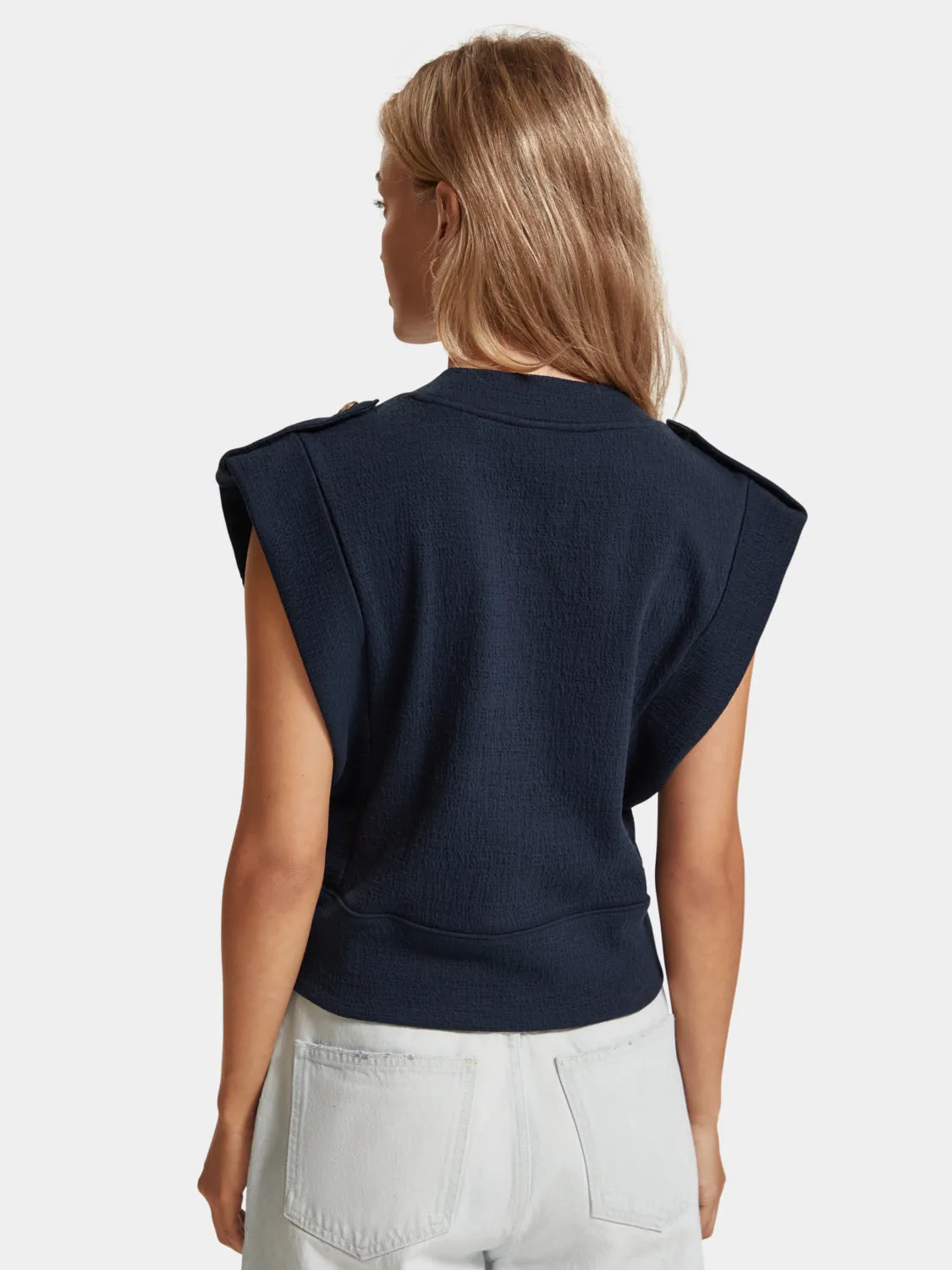 Button detail v-neck top sold by Scotch and Soda product image thumbnail 3