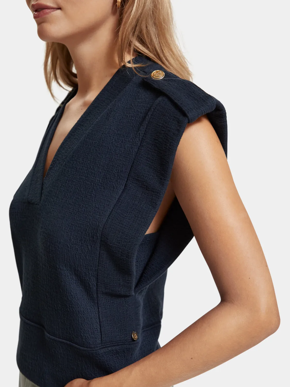 Button detail v-neck top sold by Scotch and Soda product image thumbnail 5