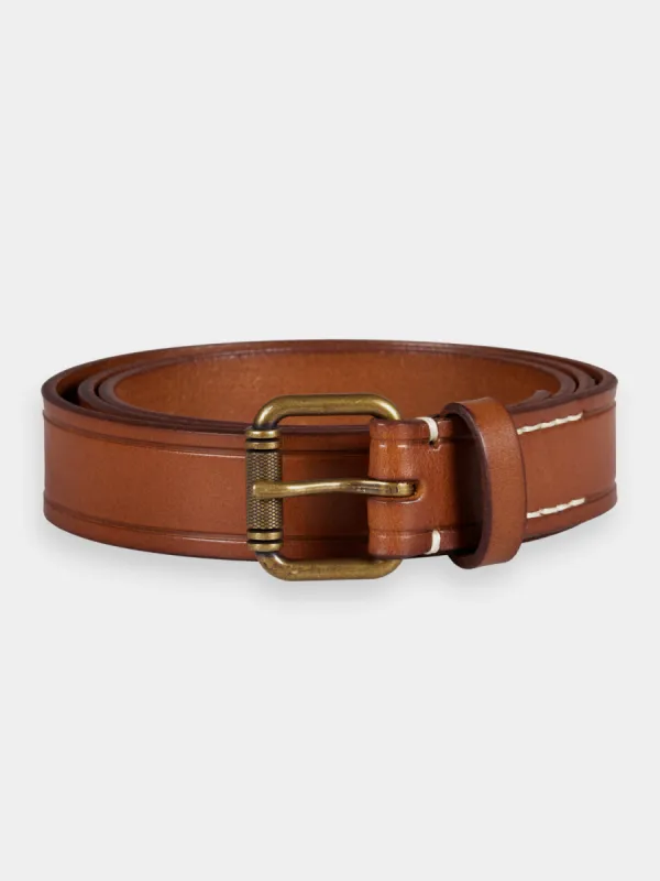 Raw edge leather belt sold by Scotch and Soda