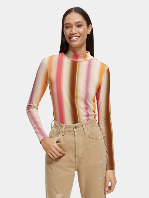 Mock neck allover printed slim-fit top sold by Scotch and Soda