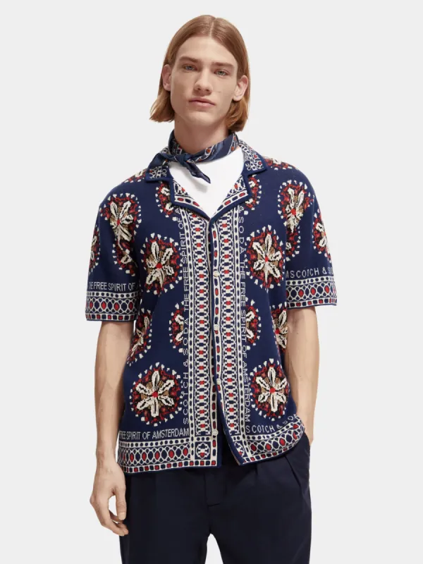 Jacquard knitted short sleeved shirt sold by Scotch and Soda