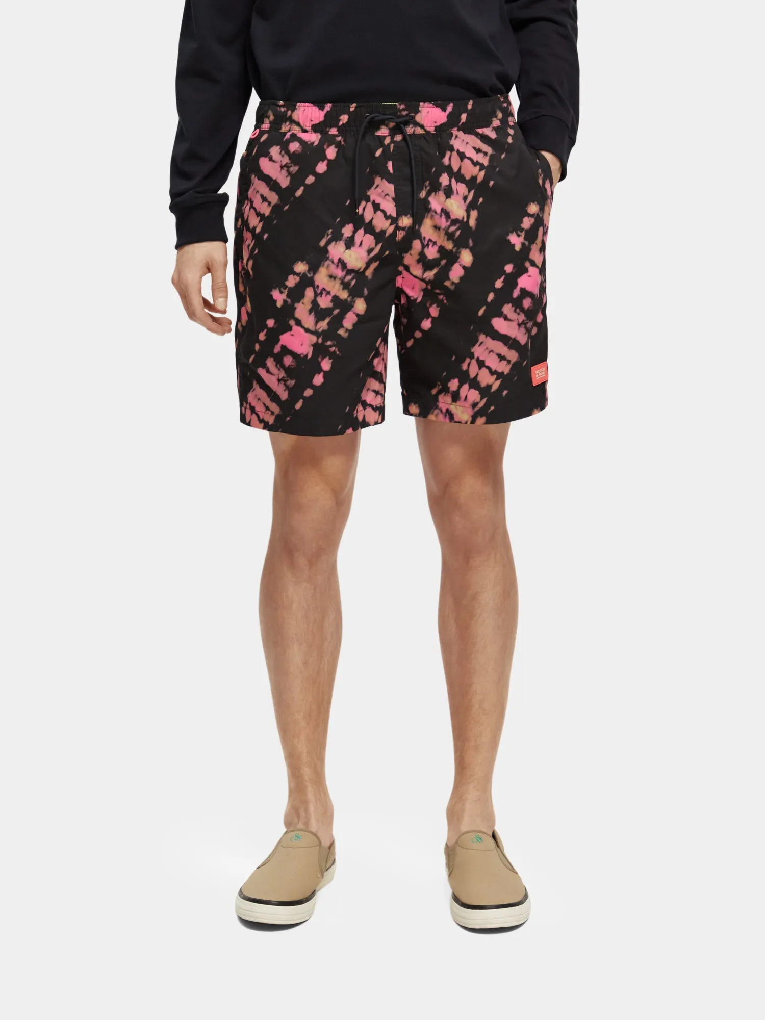 Mid-length tie-dyed printed swimshorts sold by Scotch and Soda