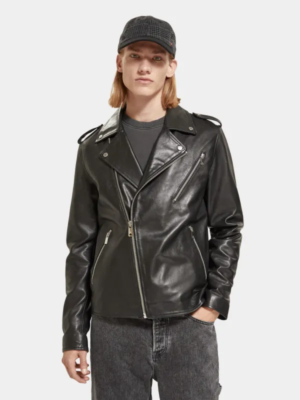 Leather biker jacket sold by Scotch and Soda