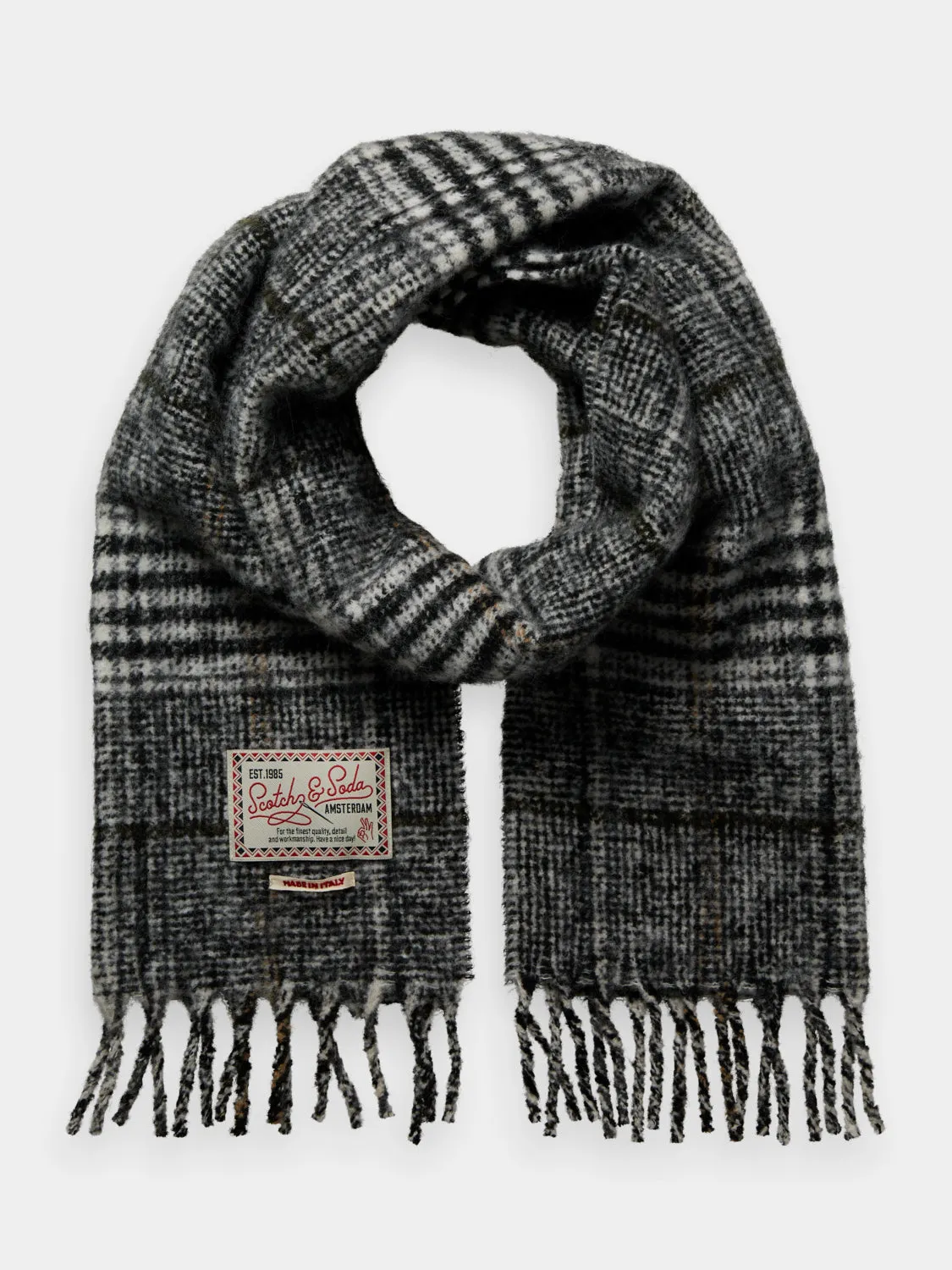 Boucle check scarf sold by Scotch and Soda