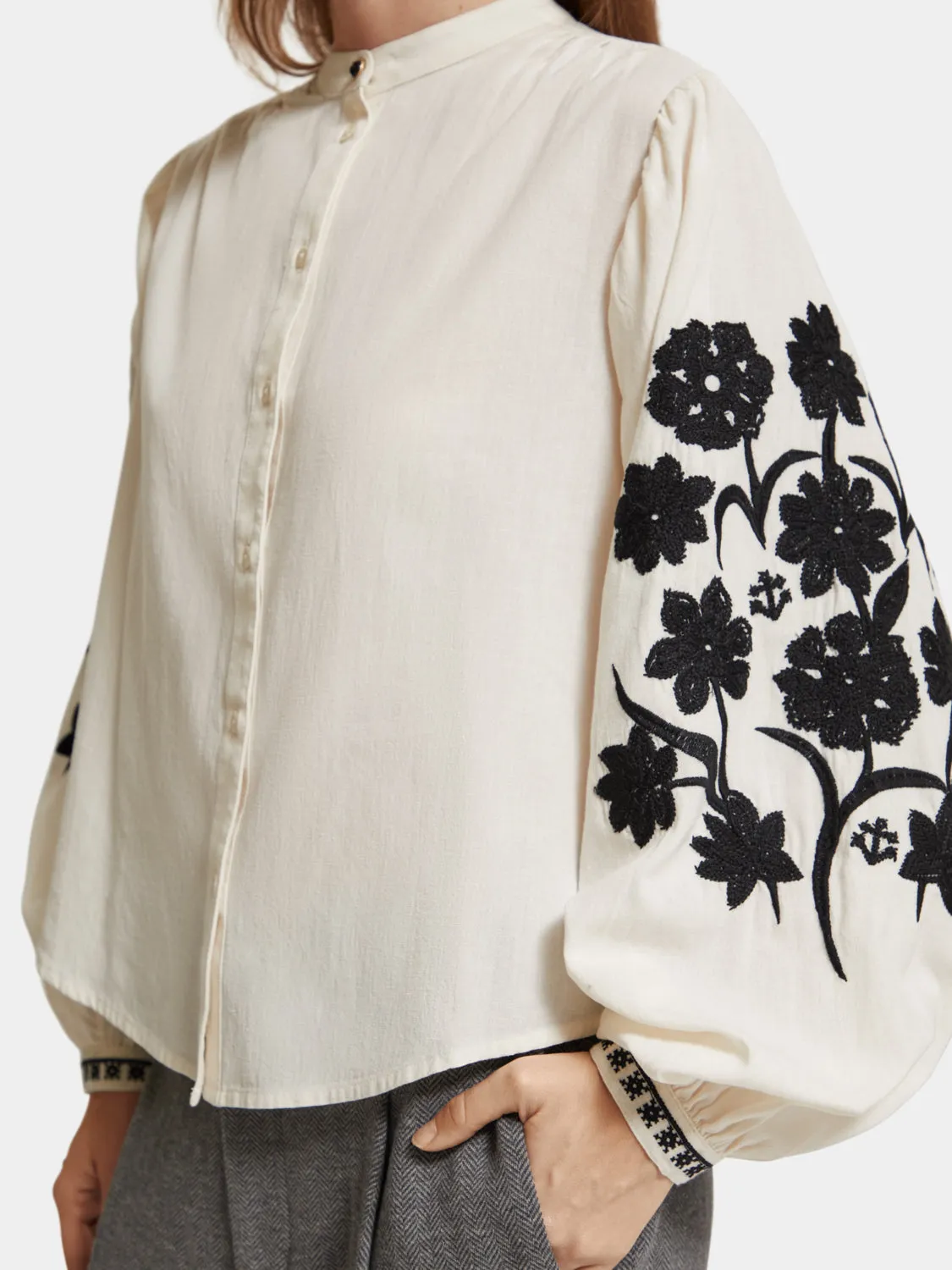 Embroidered balloon-sleeved shirt sold by Scotch & Soda product image thumbnail 5