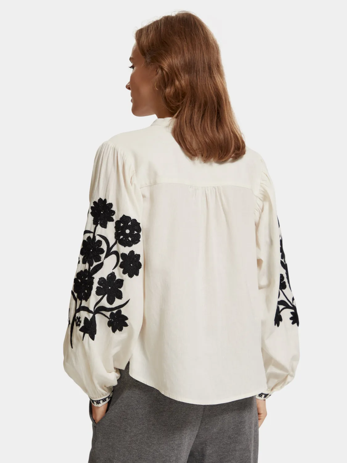 Embroidered balloon-sleeved shirt sold by Scotch & Soda product image thumbnail 3