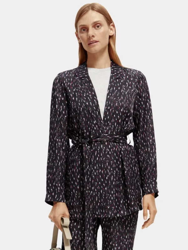 Lightweight printed belted blazer sold by Scotch and Soda