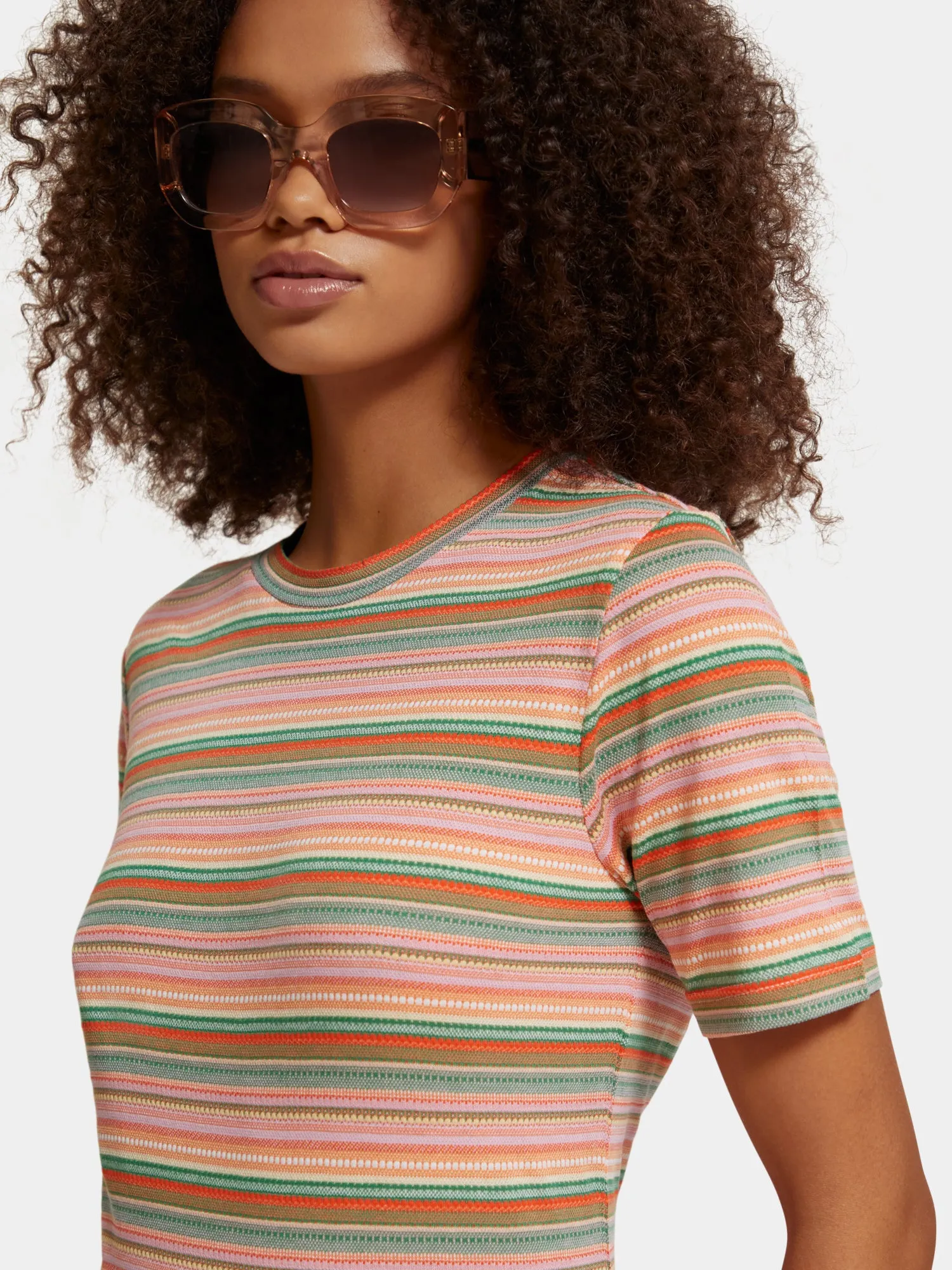 Stripe textured slim-fit t-shirt sold by Scotch and Soda product image thumbnail 5
