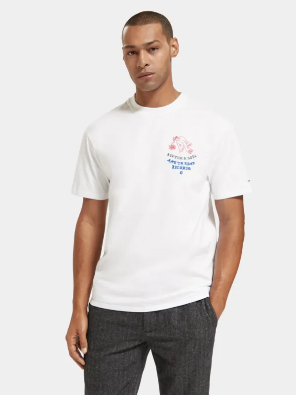 Relaxed-fit cross stitch artwork t-shirt sold by Scotch & Soda