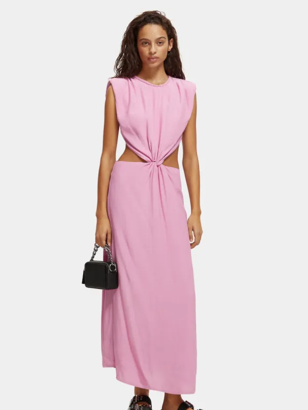 Draped structured shoulder midi dress sold by Scotch and Soda