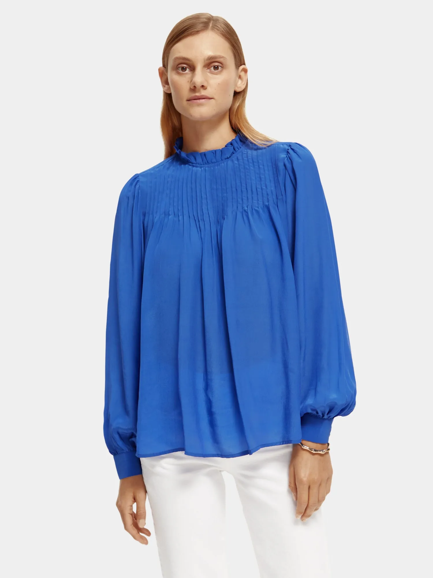 Long sleeved pintuck blouse sold by Scotch & Soda