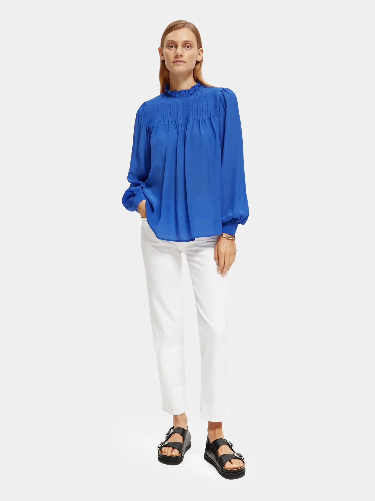 Long sleeved pintuck blouse sold by Scotch & Soda product image thumbnail 4