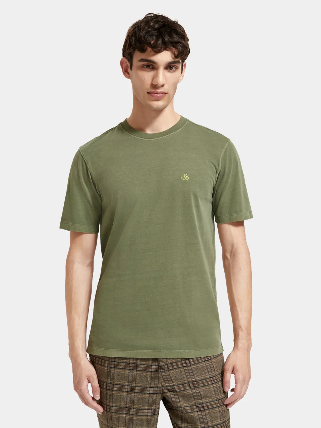 Regular-fit garment-dyed logo t-shirt sold by Scotch and Soda