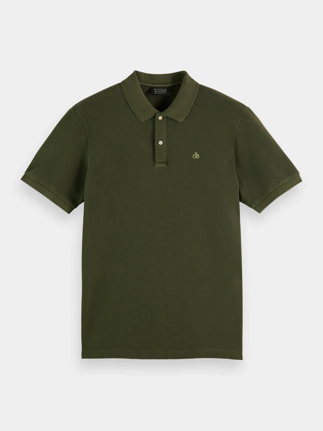 Garment-dyed pique polo shirt sold by Scotch and Soda