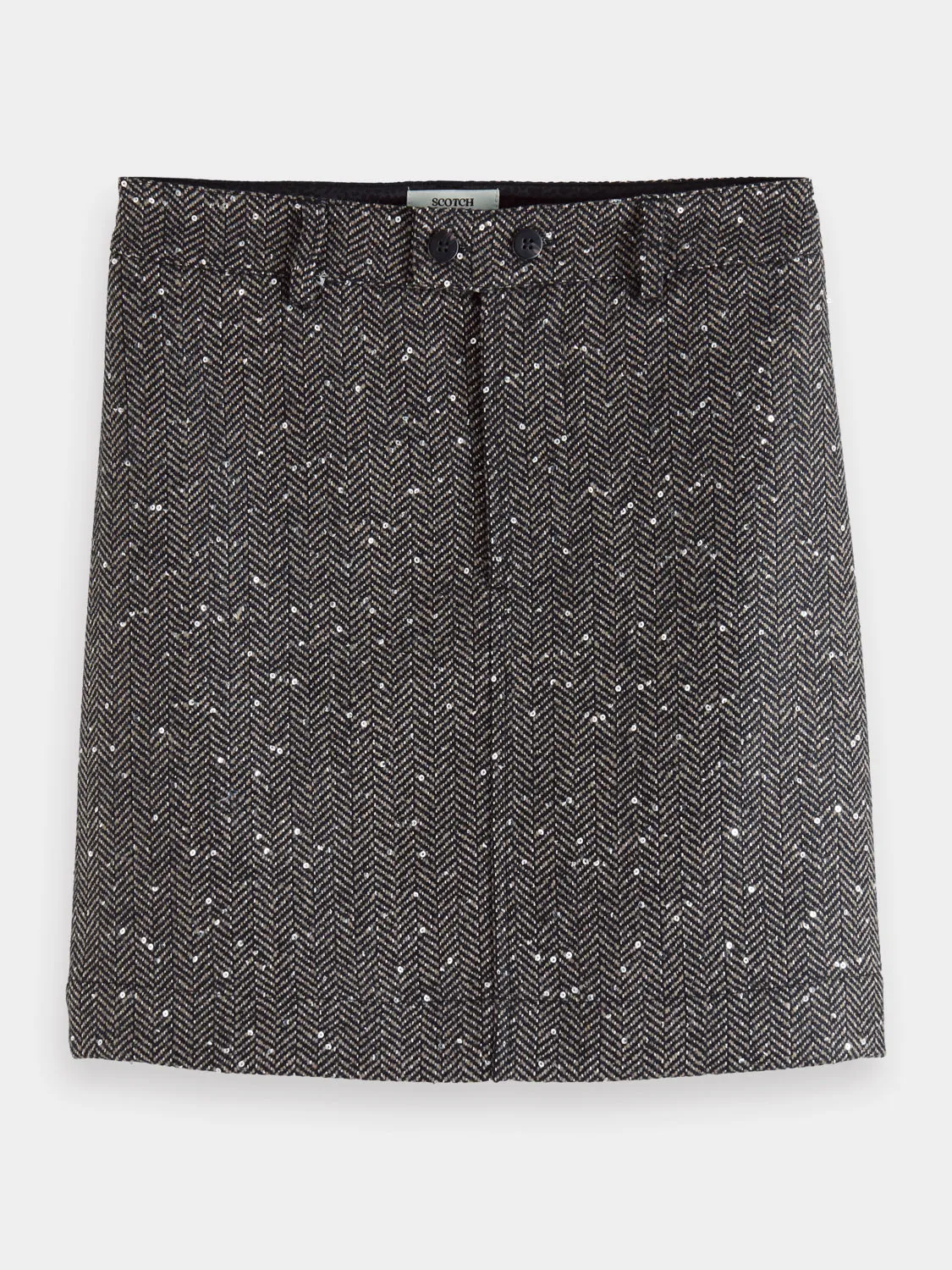 Herringbone sequin mini skirt sold by Scotch and Soda