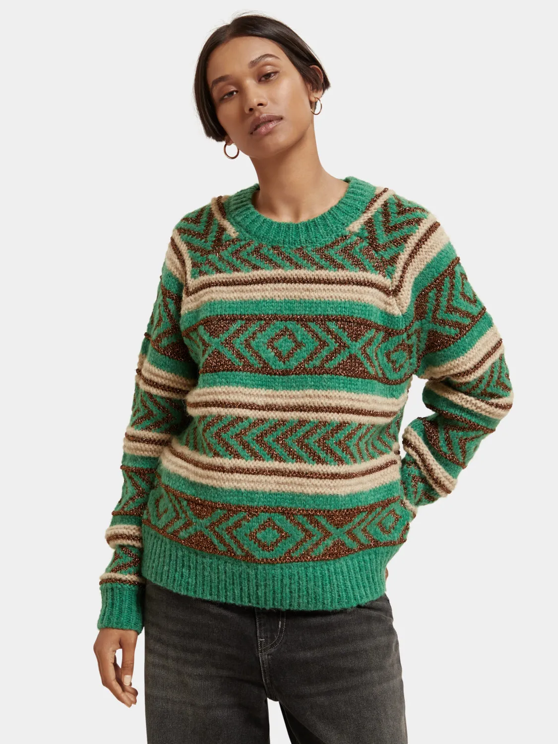 Metallic Fair Isle pullover sold by Scotch and Soda