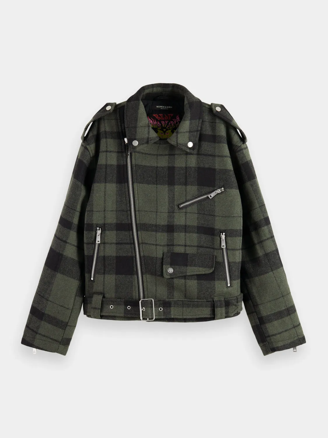 Check biker jacket sold by Scotch and Soda product image thumbnail 2
