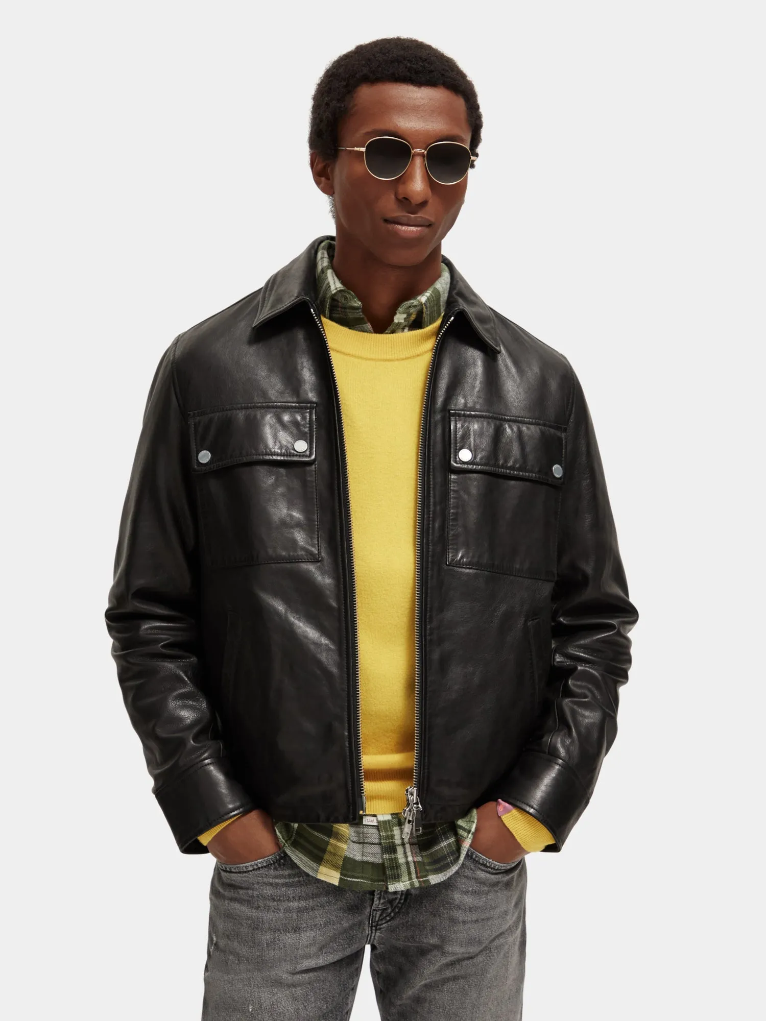 Leather biker jacket sold by Scotch and Soda