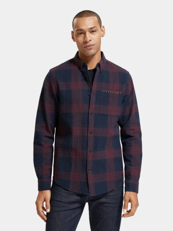 Regular-fit seersucker check shirt sold by Scotch and Soda