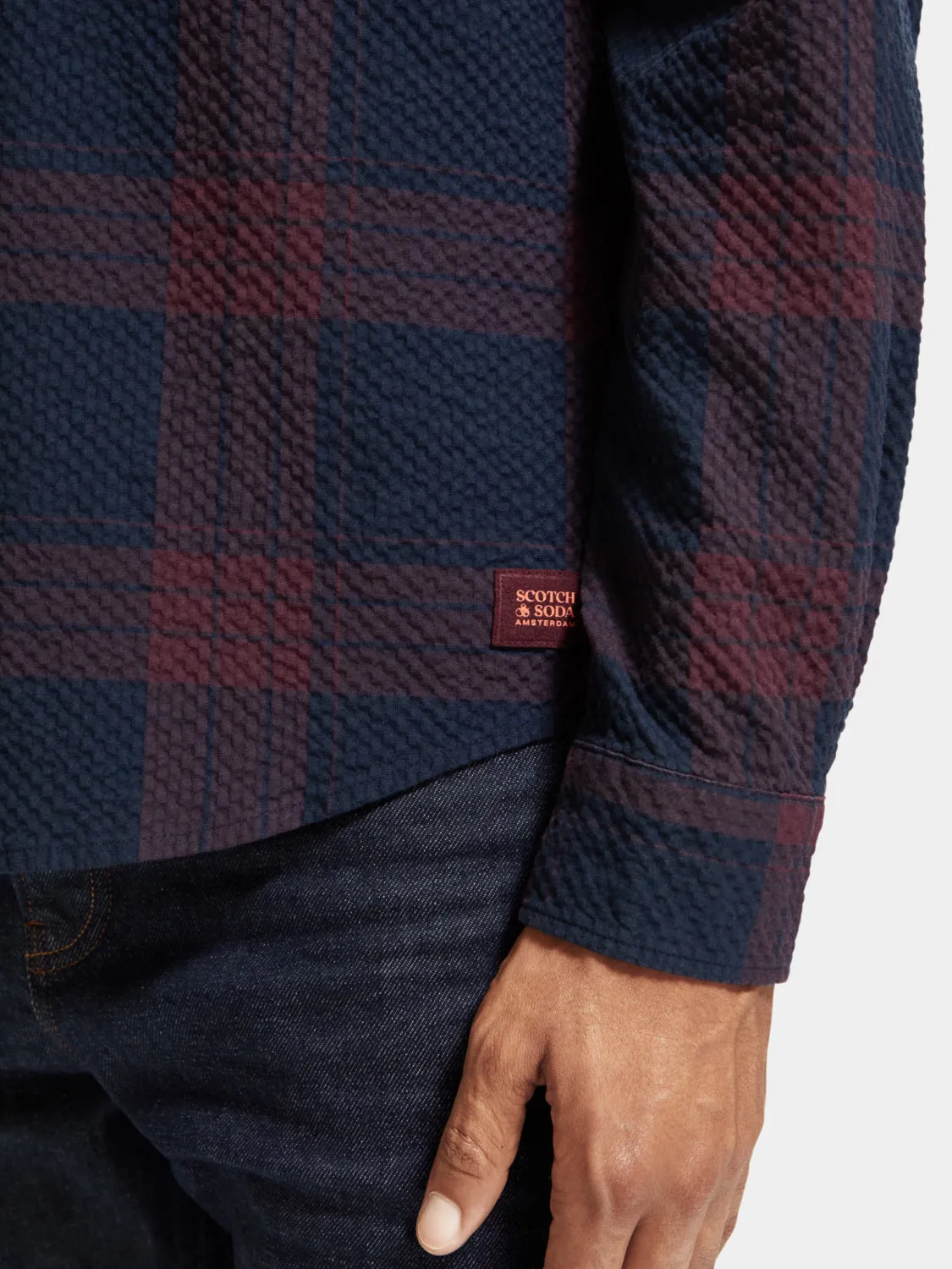 Regular-fit seersucker check shirt sold by Scotch and Soda product image thumbnail 5