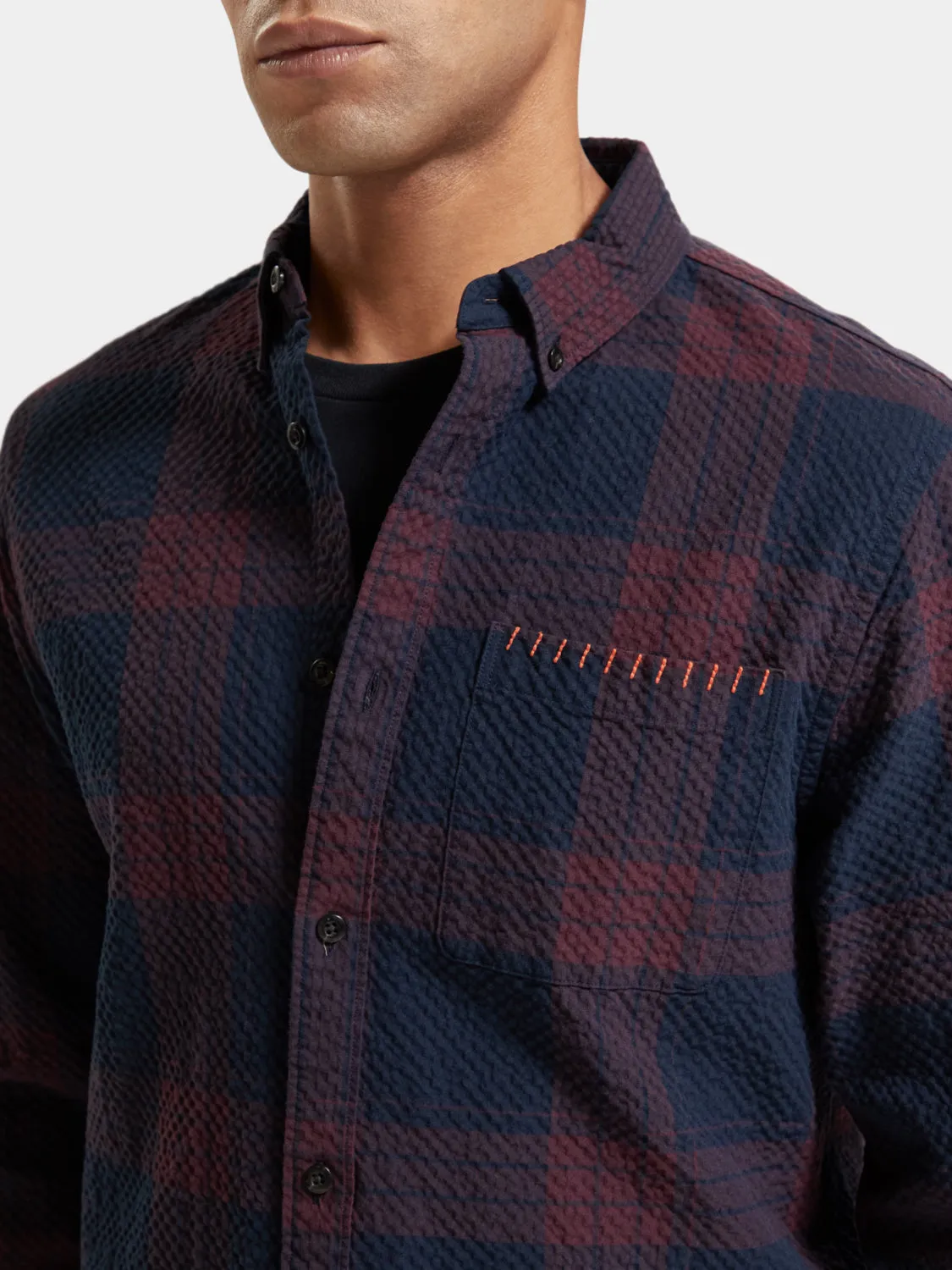 Regular-fit seersucker check shirt sold by Scotch and Soda product image thumbnail 4