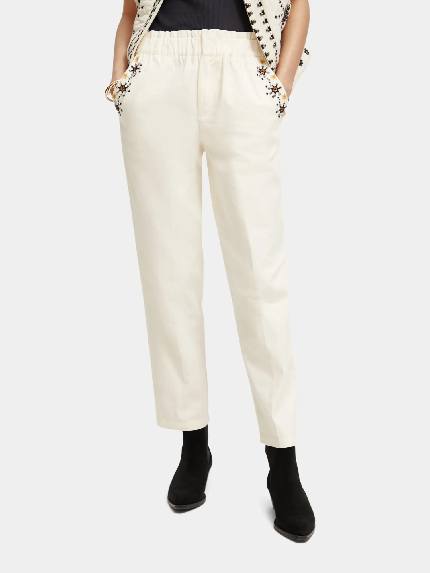 Embroidered pants sold by Scotch and Soda