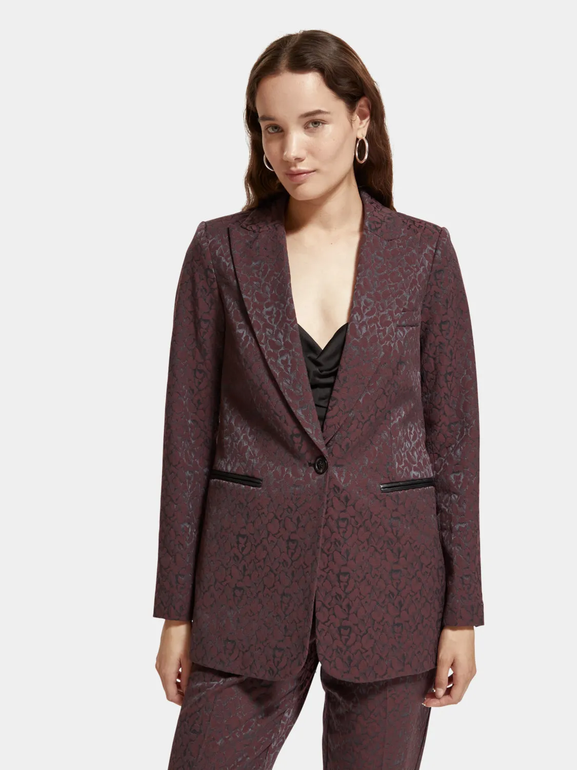 Leopard jacquard blazer sold by Scotch and Soda