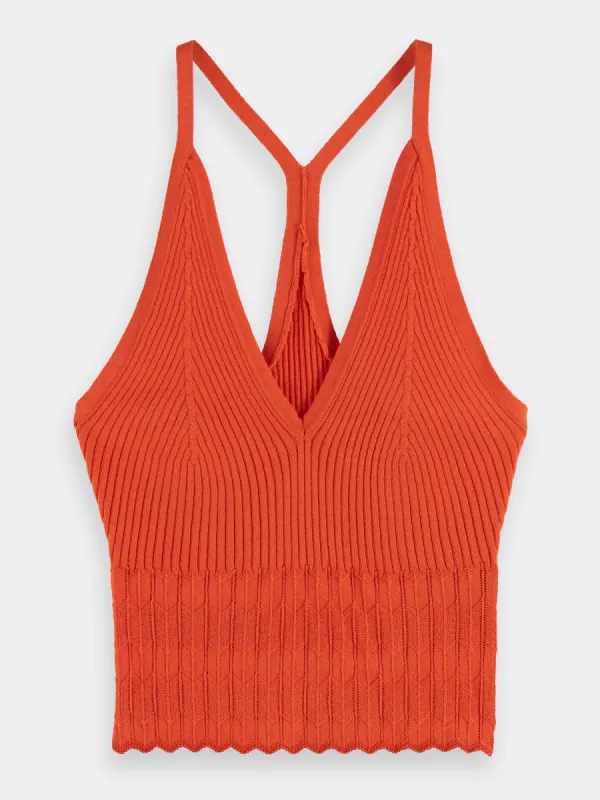 V-neck pointelle tank top sold by Scotch and Soda