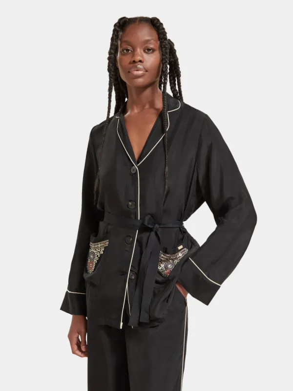 Embroidered belted blazer made by Scotch & Soda