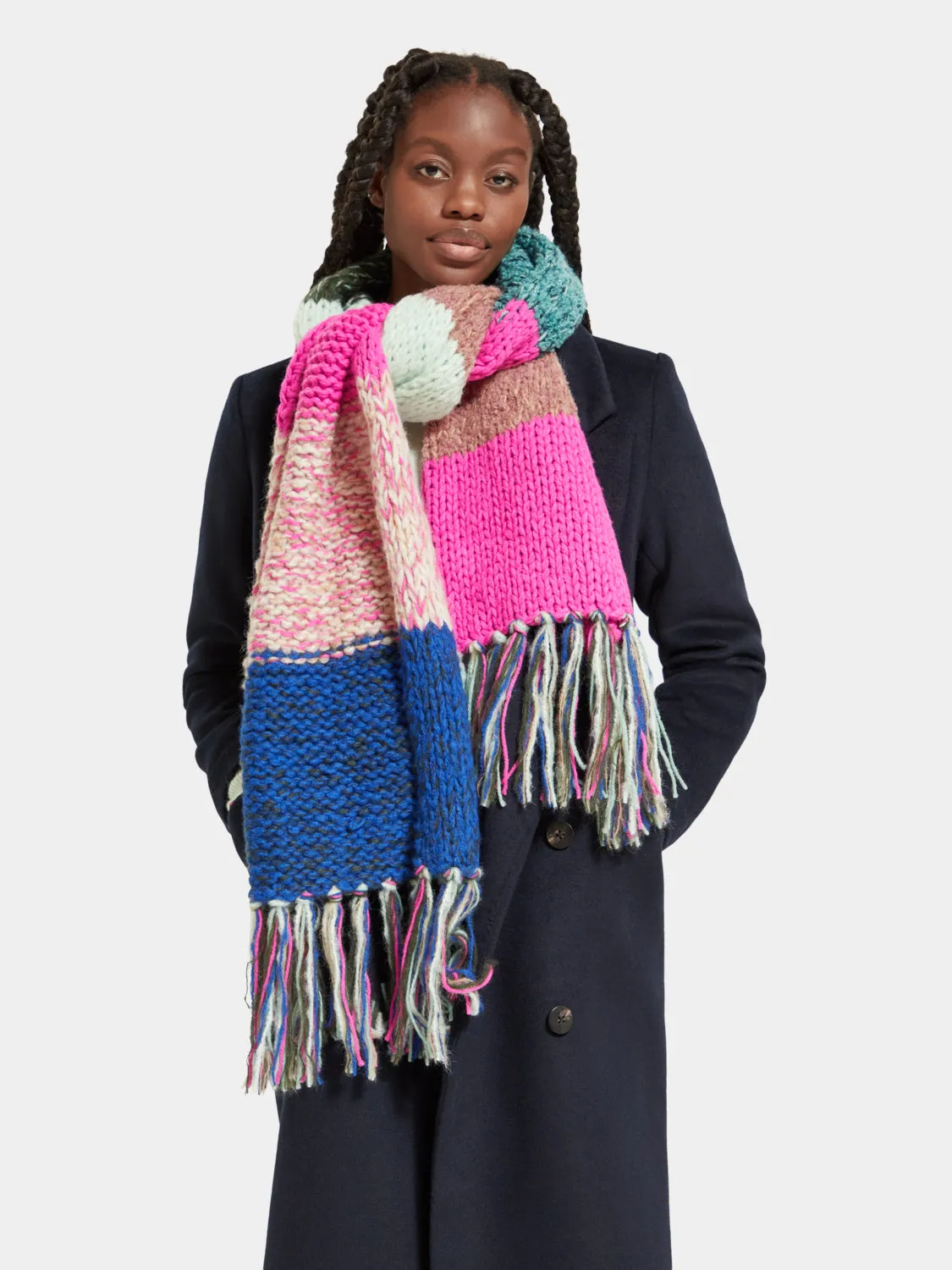Hand knit colourblock scarf sold by Scotch and Soda product image thumbnail 2
